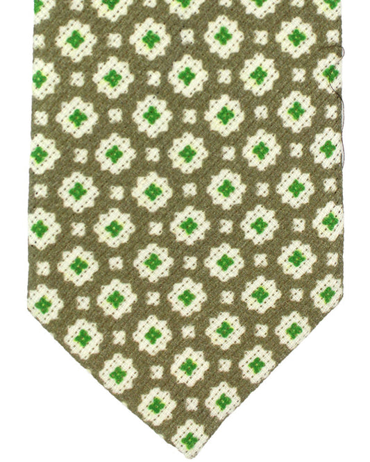 Luigi Borrelli Silk Tie Gray Green Medallions SALE