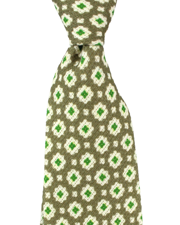 Luigi Borrelli Silk Tie Gray Green Medallions SALE