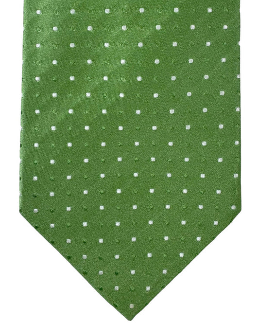 Luigi Borrelli Silk Tie Green Silver Mini Squares
