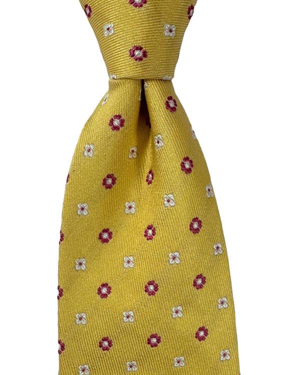 Luigi Borrelli Silk Tie Yellow Mini Floral SALE