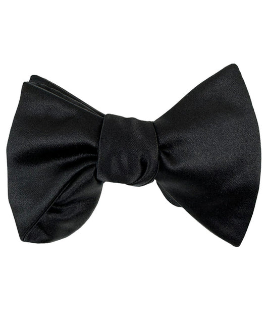 Le Noeud Papillon Silk Black Bow Tie - Large Self Tie Butterfly