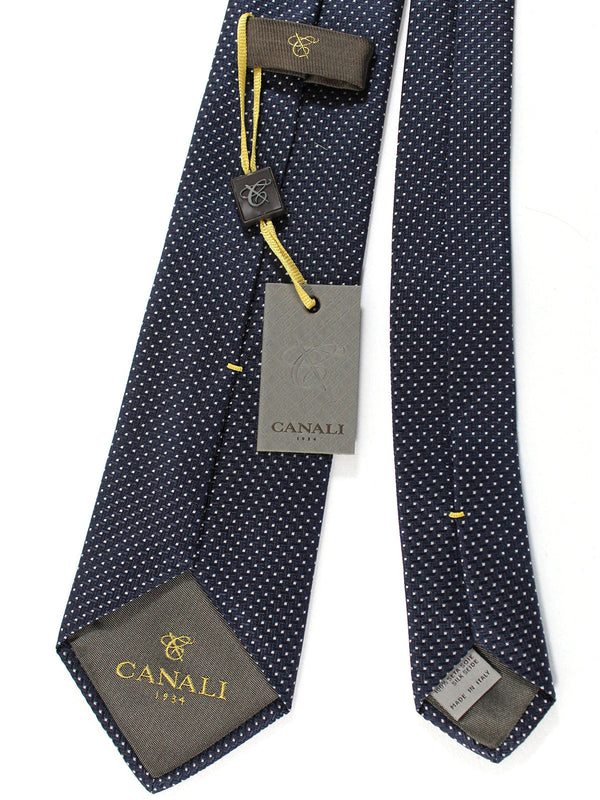 Canali Tie Dark Blue Silver Micro Geometric SALE
