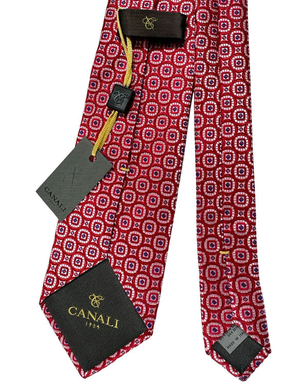 Canali Silk Tie Red Medallion Design