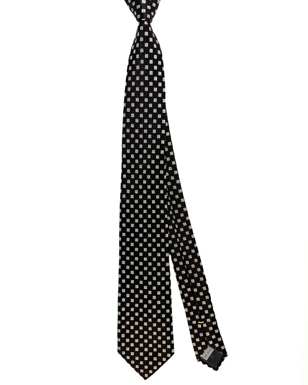Canali Silk Tie Dark Brown Squares Pattern - Fall/ Winter 2024 Collection SALE
