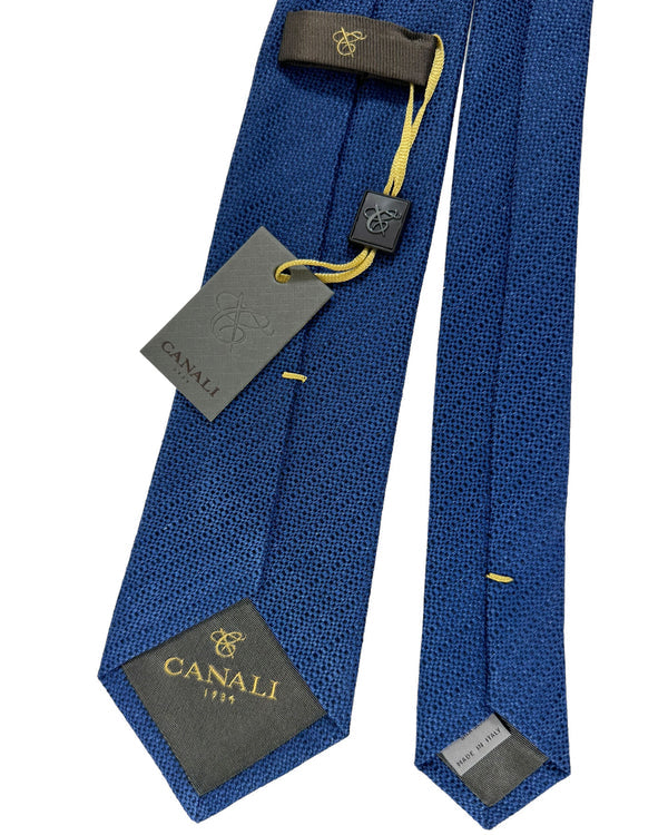 Canali Tie Dark Blue Micro Pattern - Hand Made In Italy