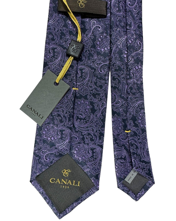 Canali Tie Dark Gray Lilac Ornamental - Jacquard Silk