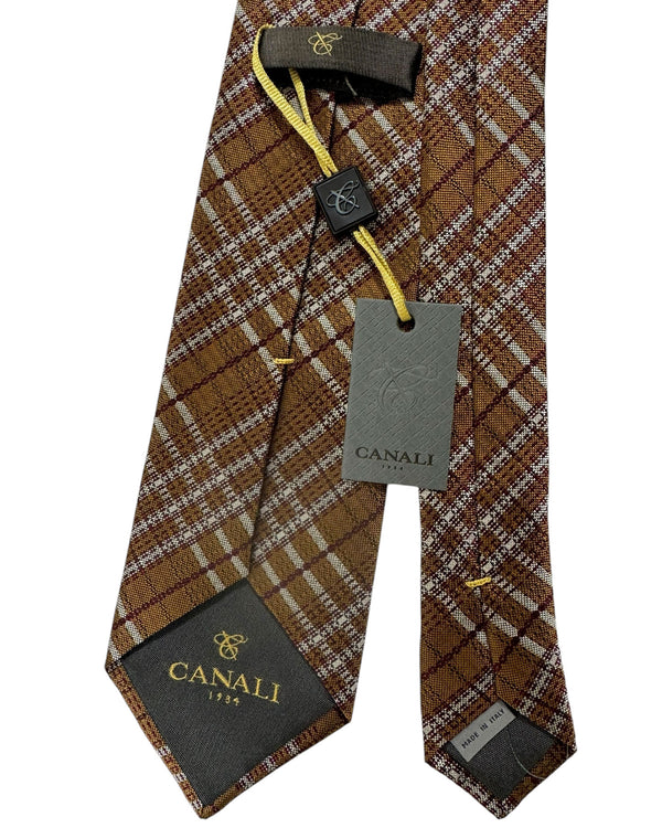 Canali Silk Tie Olive Glen Check - NEW 2024 Collection
