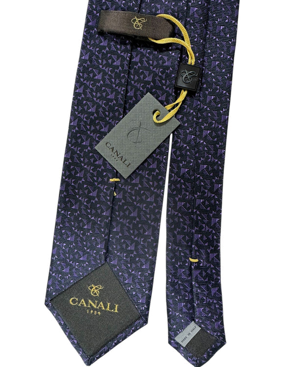 Canali Silk Tie Black Purple Design - NEW 2024 Collection