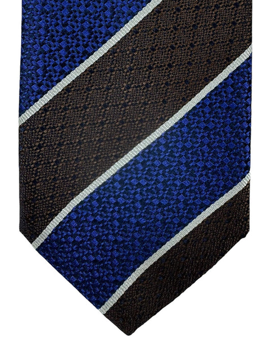 Canali Silk Tie Midnight Blue Brown Stripes - Fall/ Winter 2024 Collection