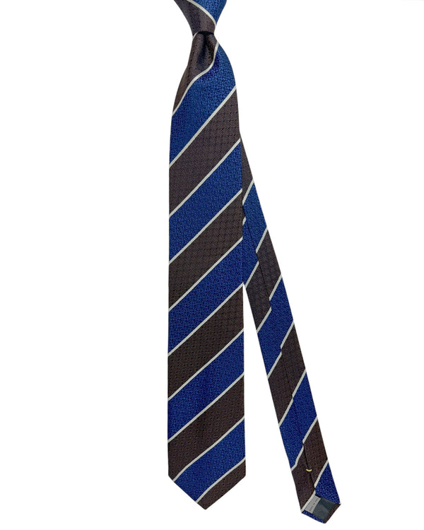 Canali Silk Tie Midnight Blue Brown Stripes - Fall/ Winter 2024 Collection