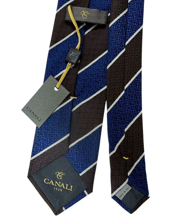 Canali Silk Tie Midnight Blue Brown Stripes - Fall/ Winter 2024 Collection
