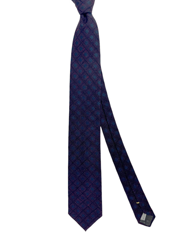 Canali Silk Tie Black Maroon Gingham - NEW 2024 Collection