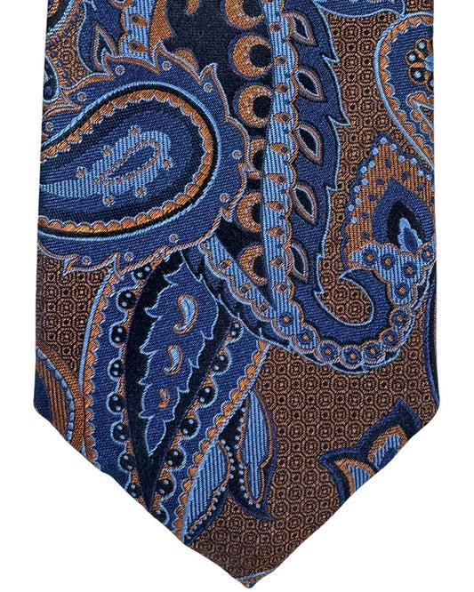 Canali Silk Tie Brown Blue Oversized Paisley - NEW 2024 Collection