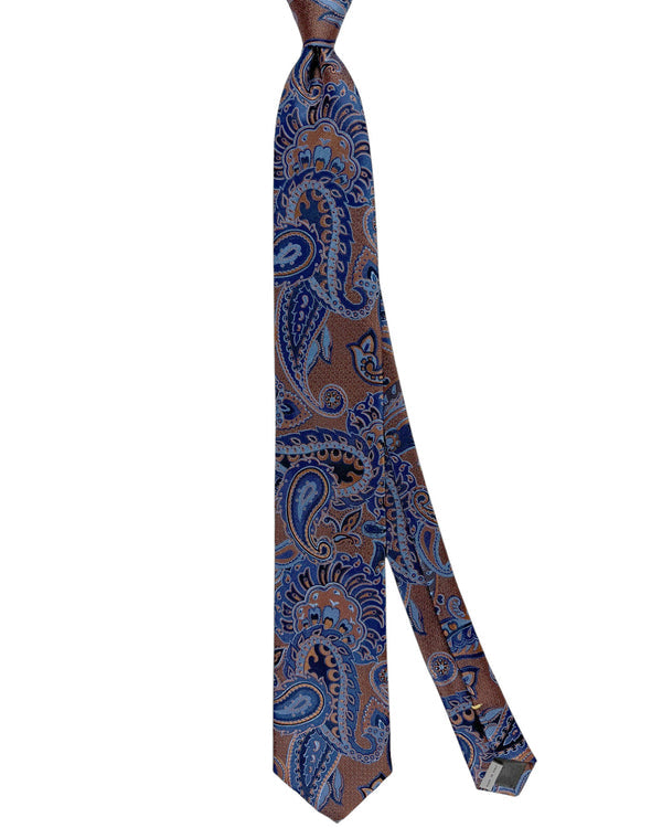 Canali Silk Tie Brown Blue Oversized Paisley - NEW 2024 Collection