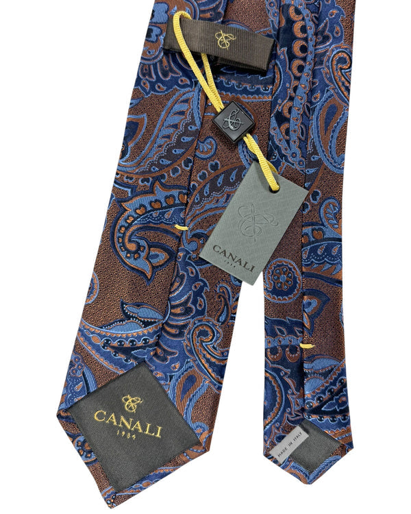 Canali Silk Tie Brown Blue Oversized Paisley - NEW 2024 Collection