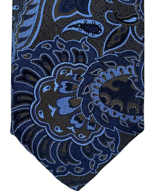 Canali Silk Tie Dark Blue Dark Brown Blue Paisley Ornamental