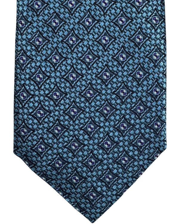 Canali Silk Tie Metal Blue Geometric - NEW 2024 Collection
