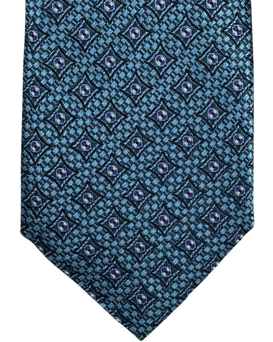 Canali Silk Tie Metal Blue Geometric - NEW 2024 Collection