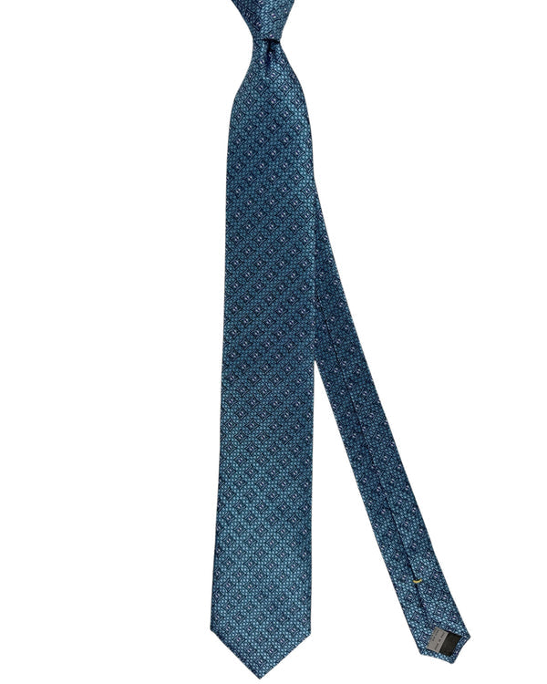 Canali Silk Tie Metal Blue Geometric - NEW 2024 Collection