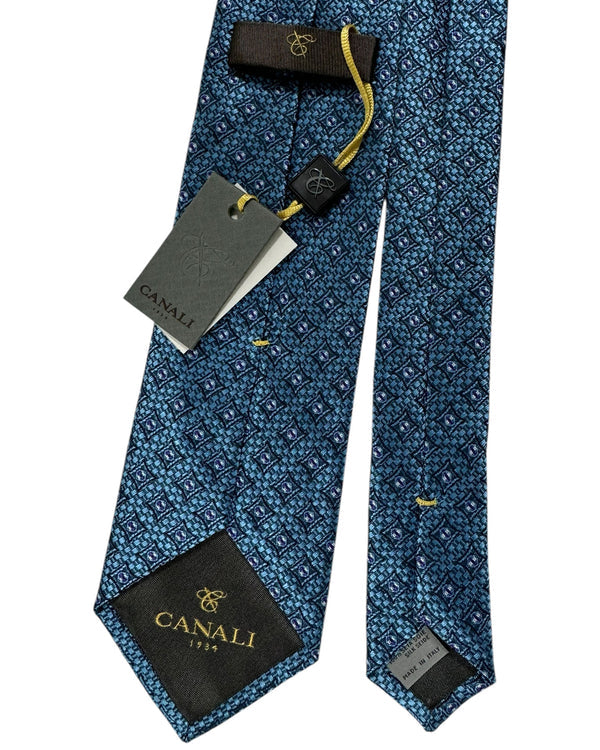 Canali Silk Tie Metal Blue Geometric - NEW 2024 Collection