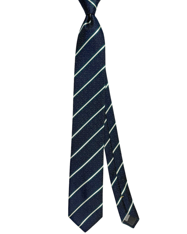 Canali Silk Tie Dark Gray Dark Green Stripes - Fall/ Winter 2024 Collection