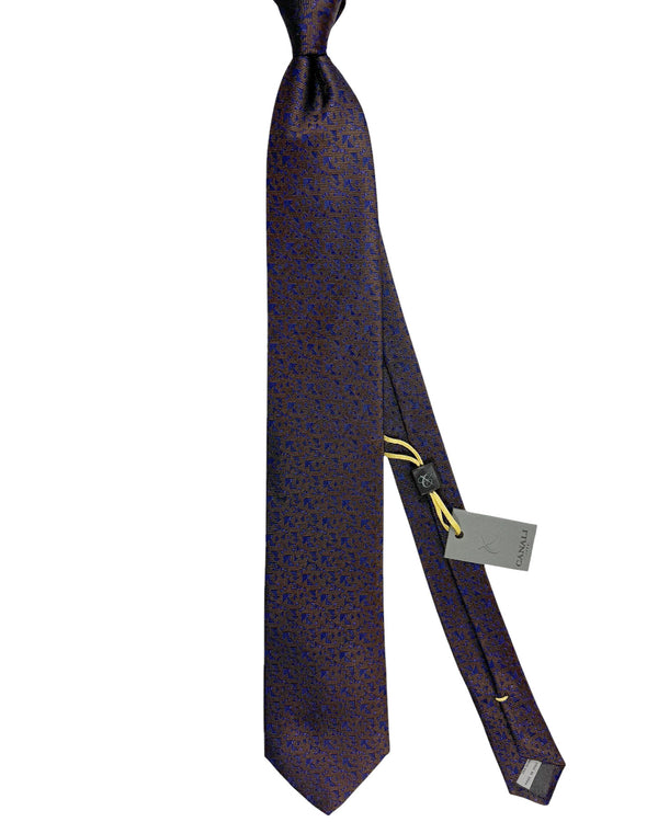 Canali Silk Tie Dark Brown Purple Micro Pattern - Fall/ Winter 2024 Collection