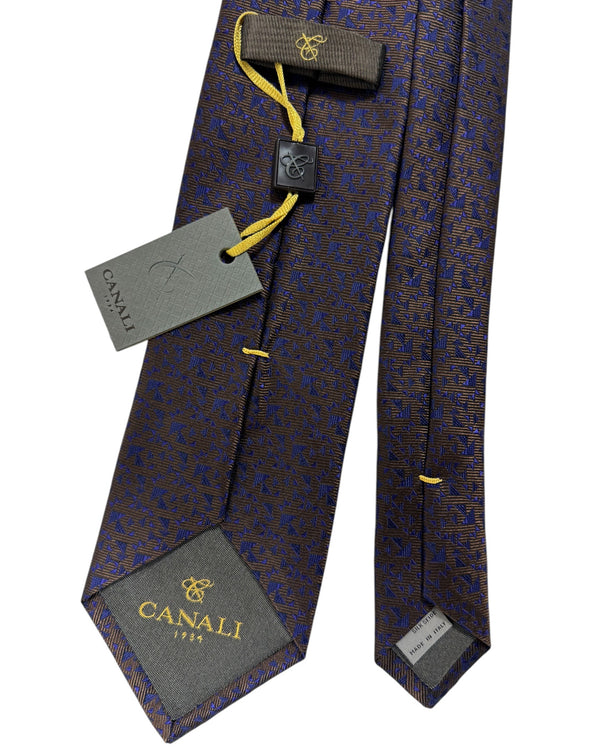 Canali Silk Tie Dark Brown Purple Micro Pattern - Fall/ Winter 2024 Collection