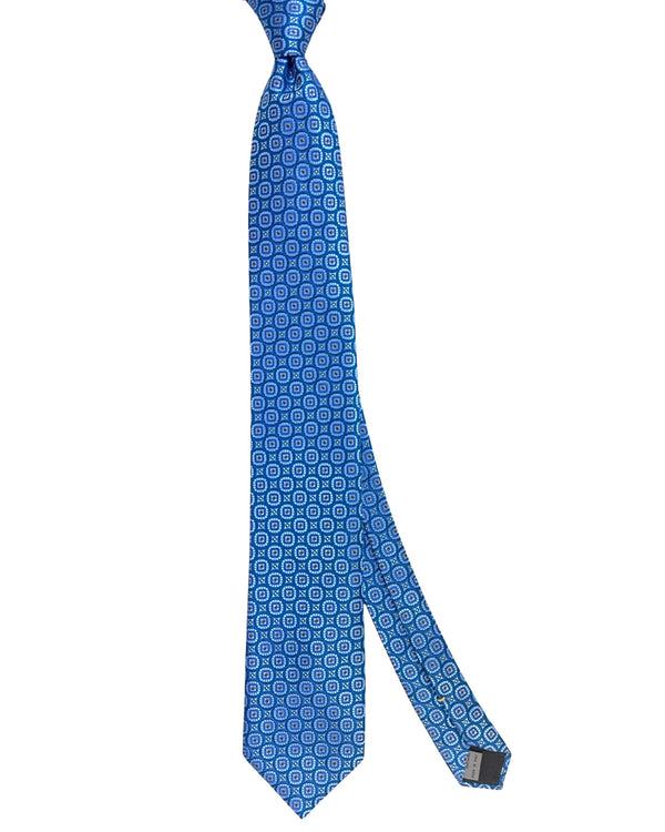 Canali Silk Tie Blue Teal Medallion