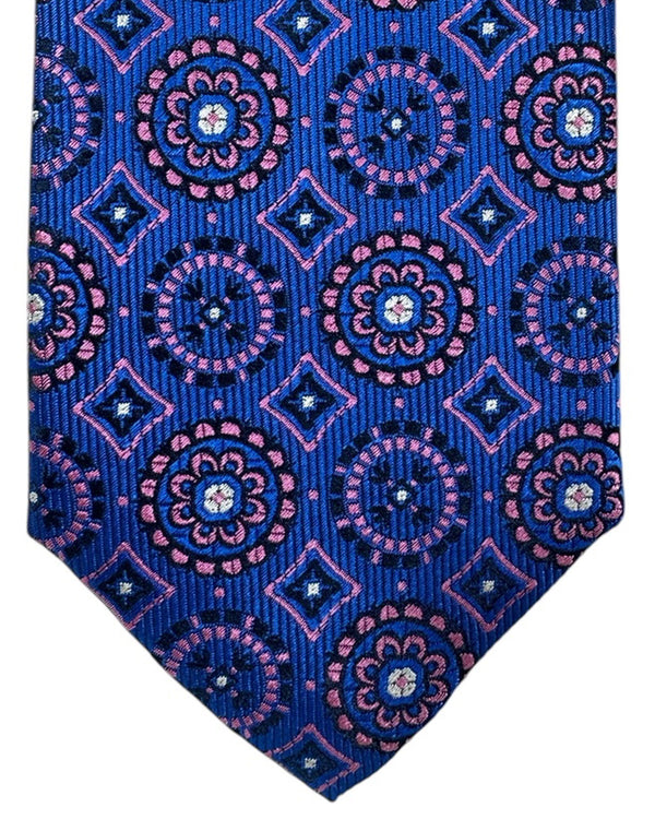 Canali Silk Tie Purple Pink Medallion Design