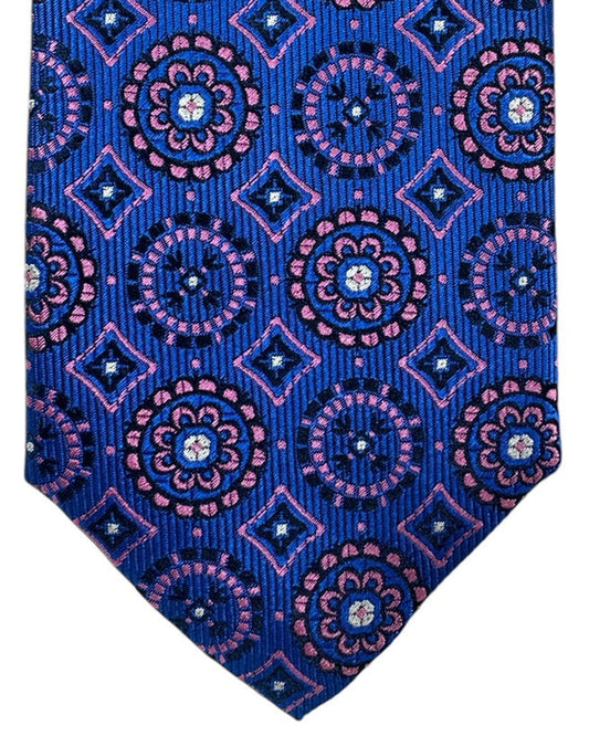 Canali Silk Tie Purple Pink Medallion Design