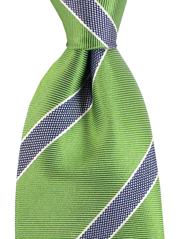 Church's Silk Tie Green Navy Silver Stripes FINAL SALE
