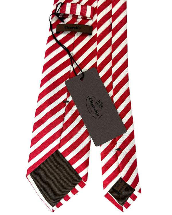 Church's Tie White Red Stripes FINAL SALE