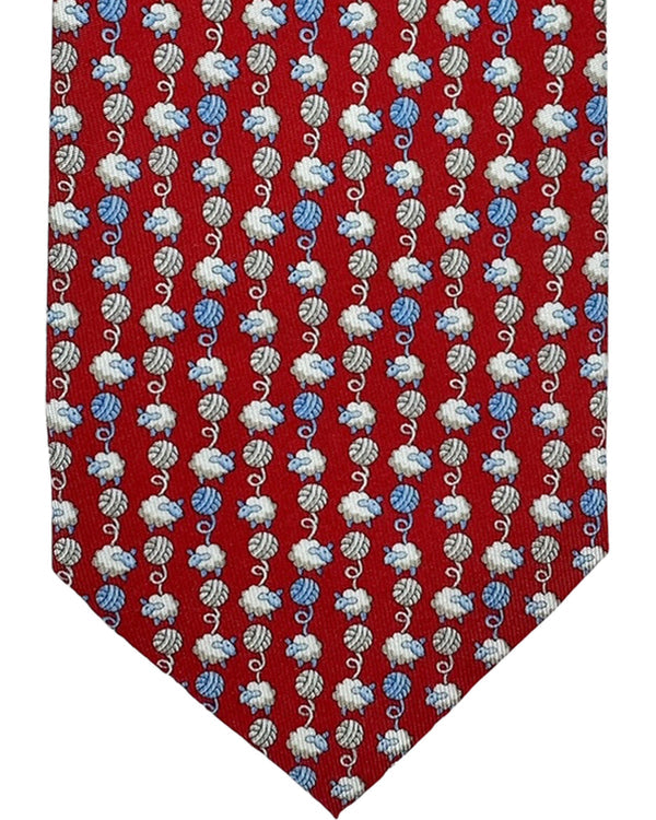 Salvatore Ferragamo Tie Red Sheep & Wool Yarn