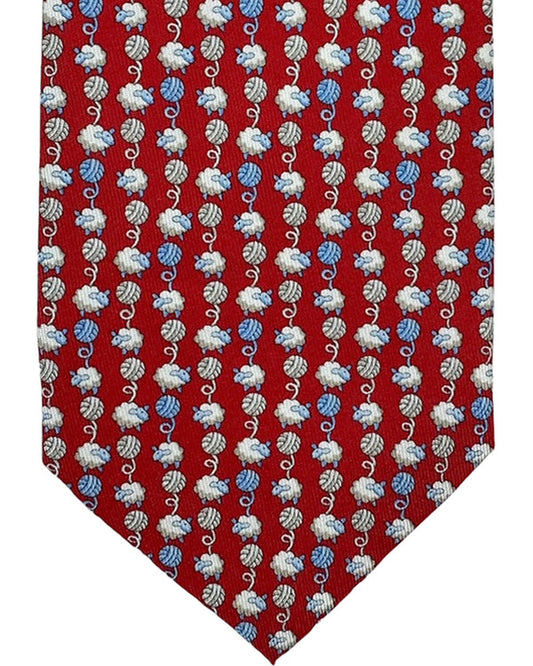 Salvatore Ferragamo Tie Red Sheep & Wool Yarn