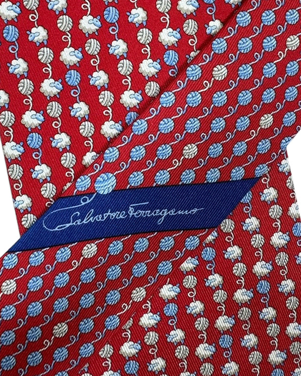 Salvatore Ferragamo Tie Red Sheep & Wool Yarn