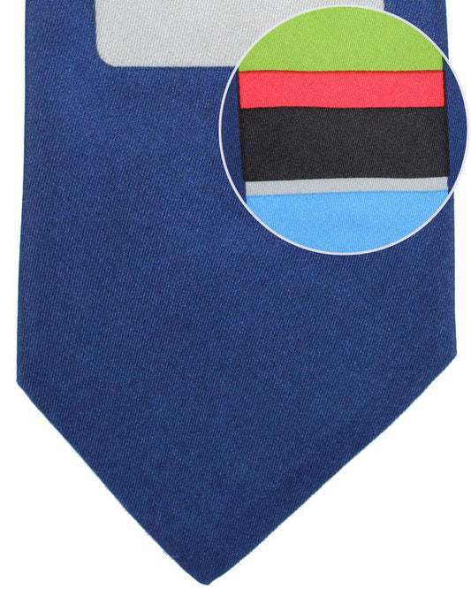 Gene Meyer Tie Dark Blue Green Red Geometric Design SALE