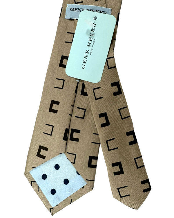 Gene Meyer Tie Brown Black Design - Hand Made in Italy