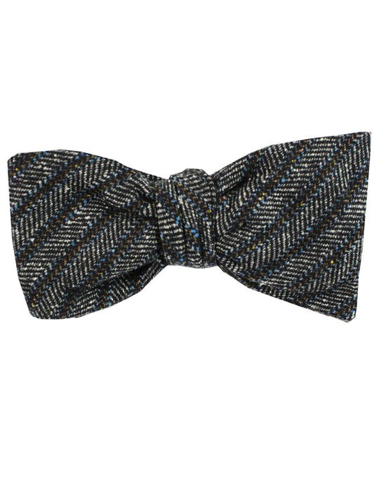 Gucci Bow Tie Gray Brown Stripes Design - Wool Silk Self Tie Bow Tie SALE