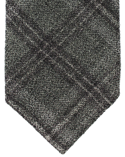 Isaia Tie Gray Check Plaid Design -  Wool Sevenfold Necktie SALE