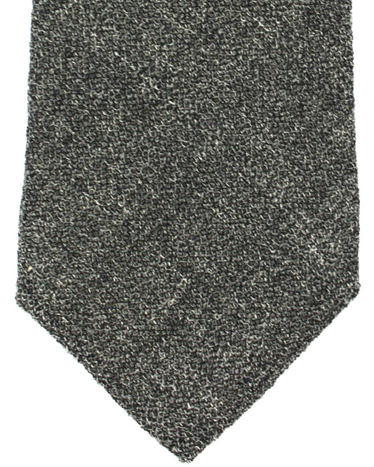 Isaia Wool Sevenfold Tie Charcoal Gray Pattern Design