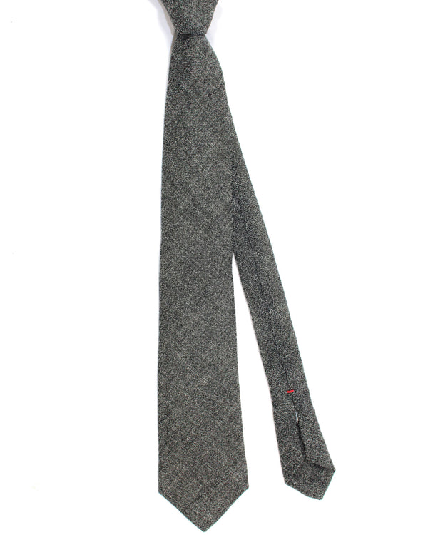 Isaia Wool Sevenfold Tie Charcoal Gray Pattern Design