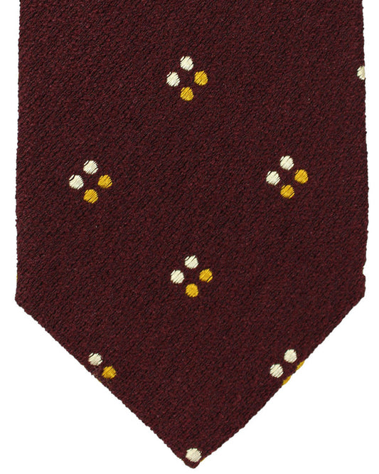 Isaia Sevenfold Tie Maroon Olive Gold Silver Geometric BLACK FRIDAY SALE