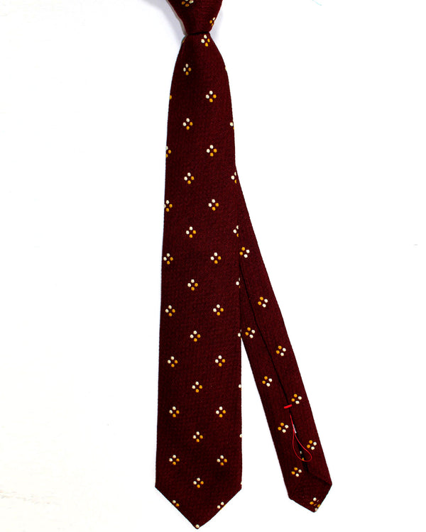 Isaia Sevenfold Tie Maroon Olive Gold Silver Geometric BLACK FRIDAY SALE