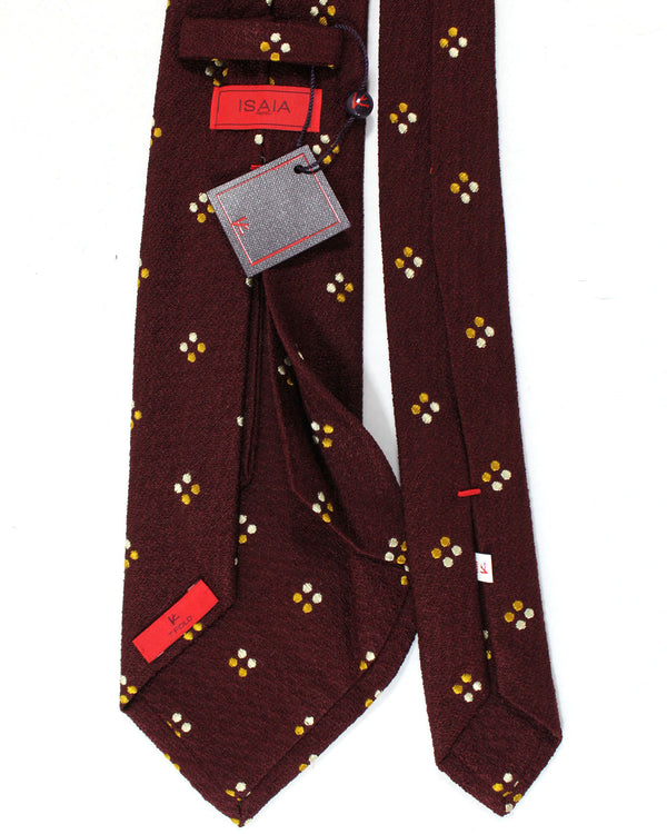 Isaia Sevenfold Tie Maroon Olive Gold Silver Geometric BLACK FRIDAY SALE