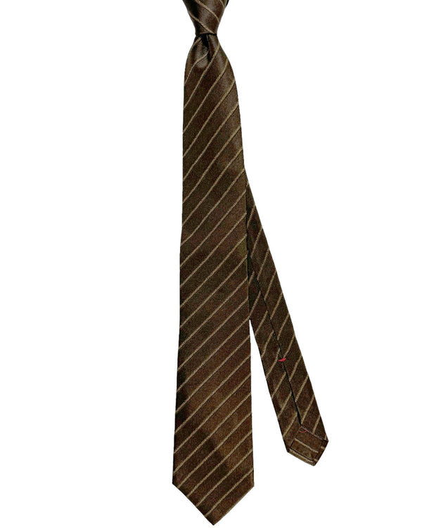 Isaia Tie Brown Stripes Design - Sartorial Sevenfold Tie