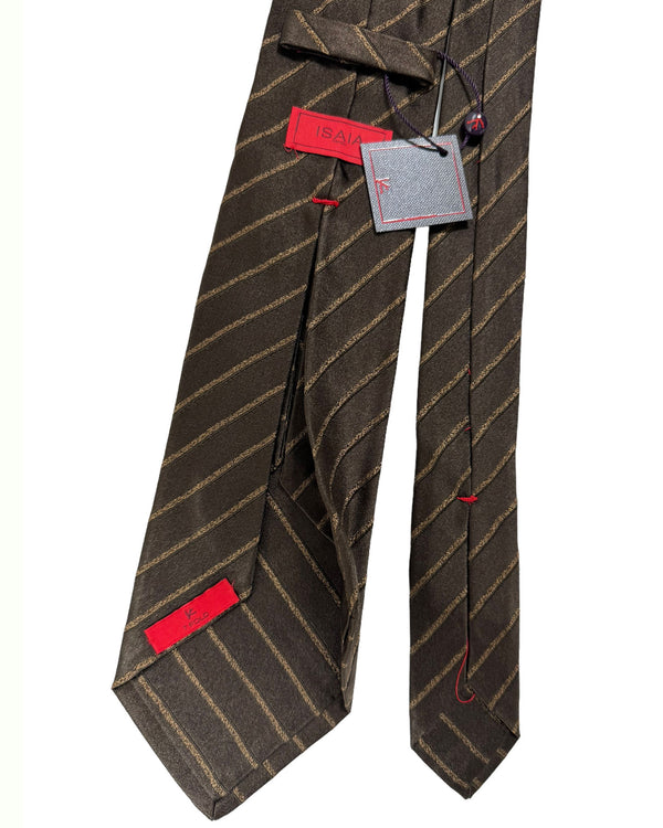 Isaia Tie Brown Stripes Design - Sartorial Sevenfold Tie