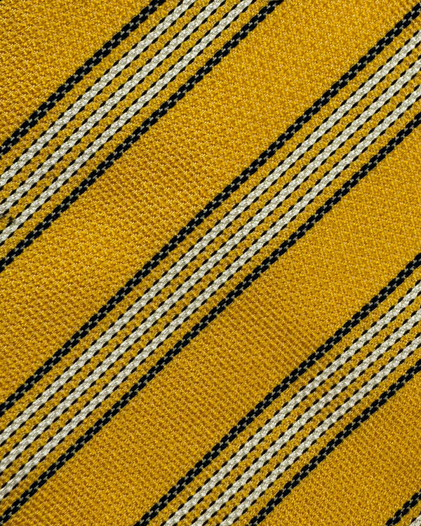 Isaia Tie Orange Navy Stripes Design - Sevenfold Tie SALE