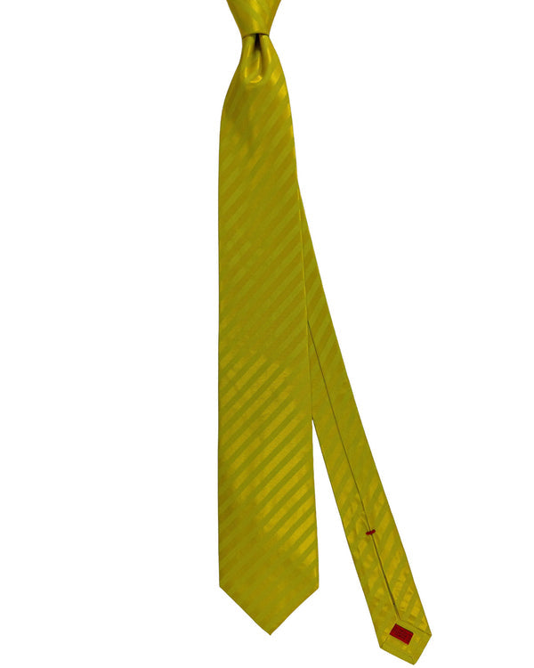 Isaia Tie Lime Stripes Design - Sartorial Silk Necktie SALE