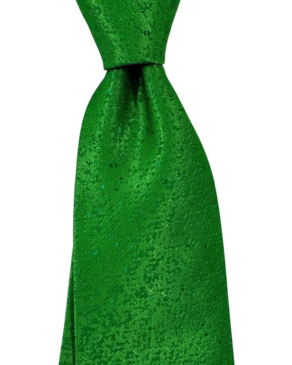 Isaia Tie Green Micro Pattern Design - Sartorial Silk Tie SALE