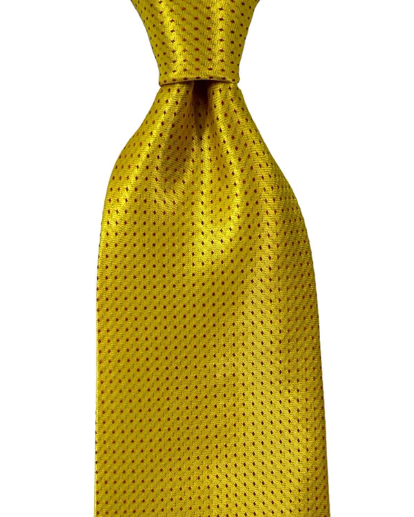 Isaia Tie Yellow Micro Pattern Design - Sartorial Silk Tie FINAL SALE
